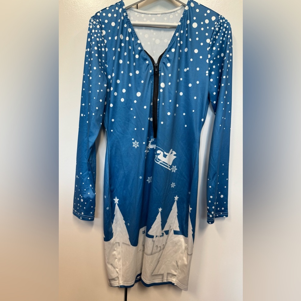 New ugly Christmas dress.  Santa. Sexy zip front.  Size small/ medium